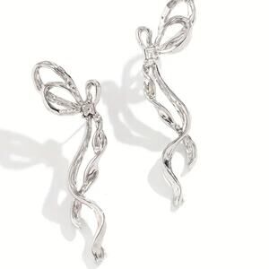 Silver Bow Stud Earrings